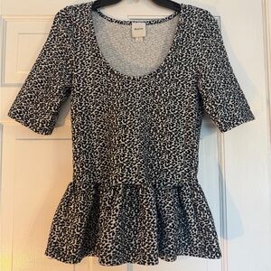 MAEVE ANTHROPOLOGIE Short Sleeve Peplum Scoop Neck Top Size Small